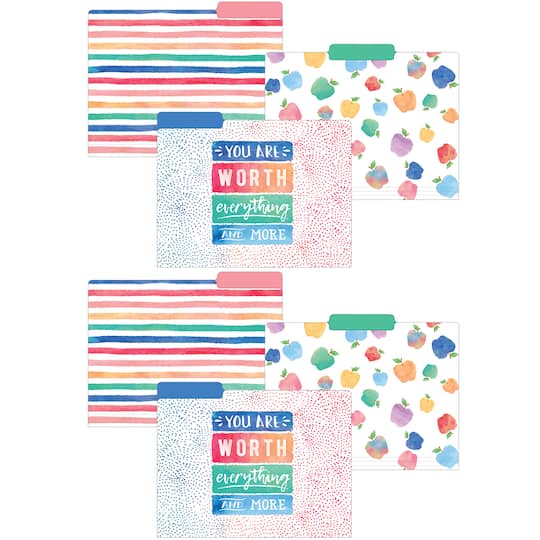 Teacher Created Resources Watercolor File Folders, 2 Packs of 12